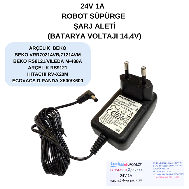 RS91121 VRR702114VB ECOVACS D.PANDA X500 X600 orjinal Şarj Aleti